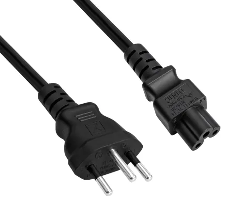 Kabel sieciowy Szwajcaria typu J (częściowo izolowany) do C5, 0,75 mm², homologacja: SEV, czarny, długość 1,80 m
