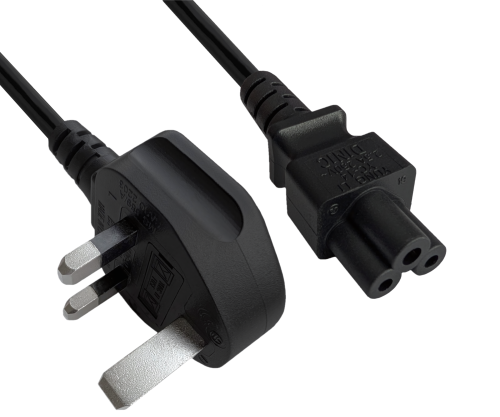 Mrežni kabel Anglija, tip G 3A do C5, 0,75 mm², homologacija: ASTA, črn, dolžina 1,80 m