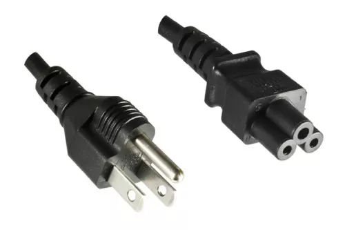 Netzkabel Amerika USA NEMA 5-15P, Typ B auf C5, AWG18, SVT, Zulassungen: UL/CSA, schwarz, Länge 1,80m
