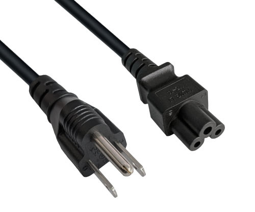 Netzkabel Amerika USA NEMA 5-15P, Typ B auf C5, AWG18, SVT, UL Zulassung, schwarz, Länge 1,80m