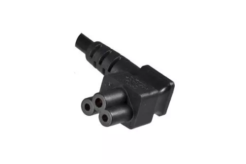 Netzkabel Europa CEE 7/7 90° auf C5 gewinkelt, 0,75mm², VDE, schwarz, Länge 3,00m