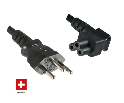 Cabo de rede Suíça tipo J (parcialmente isolado) para C5 90°, 0,75mm², homologação: SEV, preto, comprimento 3,00m