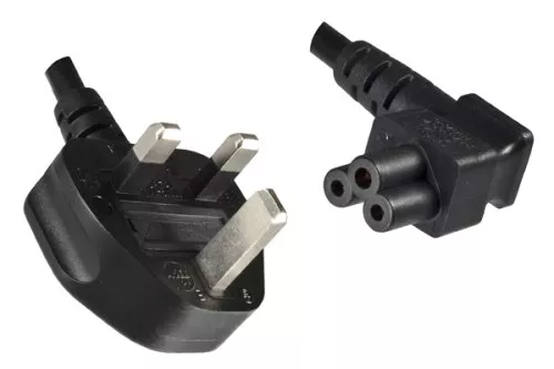 Power cable England UK type G 5A to C5 90°, 0,75mm², approval: ASTA, black, length 5,00m