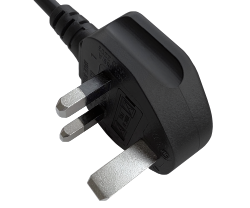 Netzkabel England UK Typ G 5A auf C5 90°, 0,75mm², Zulassung: ASTA, schwarz, Länge 3,00m