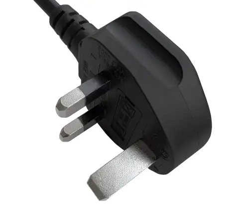 Mains cable England UK type G 5A to C5 90°, 0.75mm², approval: ASTA, black, length 5.00m