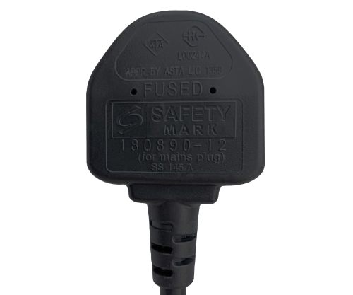 Netzkabel England UK Typ G 5A auf C5 90°, 0,75mm², Zulassung: ASTA, schwarz, Länge 3,00m