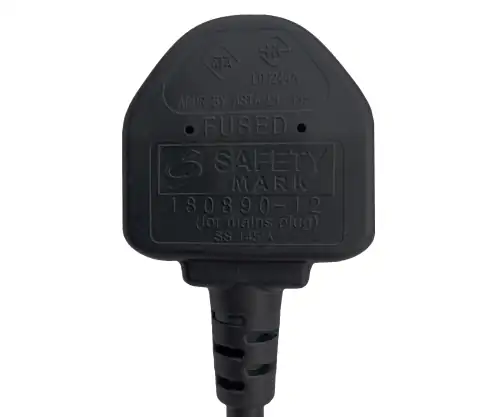 Mains cable England UK type G 5A to C5 90°, 0.75mm², approval: ASTA, black, length 5.00m