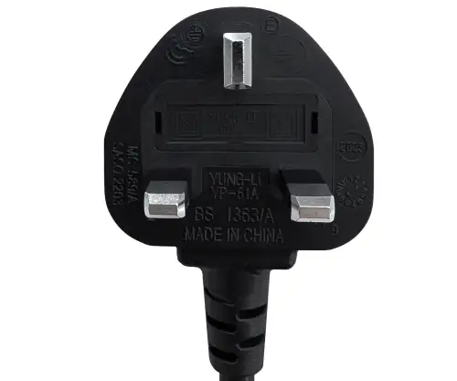 Mains cable England UK type G 5A to C5 90°, 0.75mm², approval: ASTA, black, length 5.00m