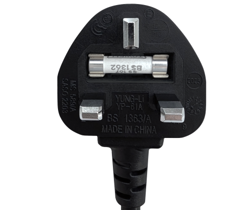 Netzkabel England UK Typ G 5A auf C5 90°, 0,75mm², Zulassung: ASTA, schwarz, Länge 3,00m