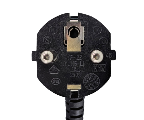 Mains cable Europe CEE 7/7 90° to C5 angled, 0.75mm², VDE, black, length 1.80m