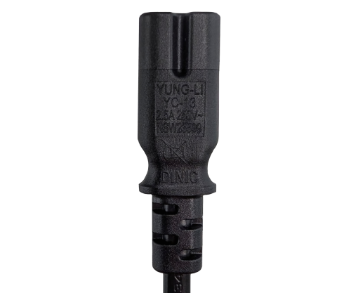 Virtajohto Euro-pistoke tyyppi C-C7, 0,75mm², VDE, musta, pituus 0,50m.