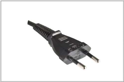 Power cord Euro plug type C to C7 90° (left, right), 0,75mm², VDE, black, length 1,50m