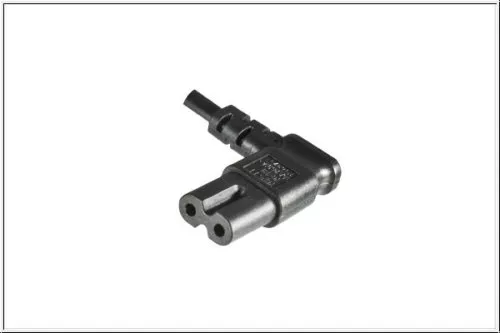 Power cord Euro plug type C to C7 90° (left, right), 0,75mm², VDE, black, length 3,00m