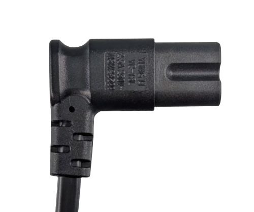 Câble secteur prise européenne type C sur C7, 0,75mm², prise européenne/IEC 60320-C7, VDE, noir, DINIC Box avec trou européen, longueur 3,00m