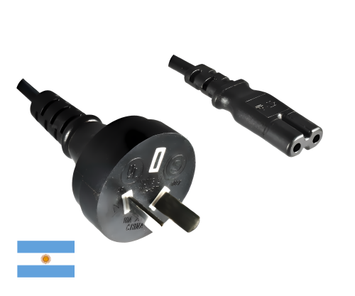 Hálózati kábel Argentína I-C7 típus, 0,75 mm², jóváhagyás: UL de ARG, fekete, hossza 1,80 m