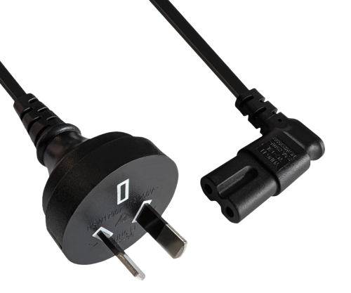 Cabo de alimentação Austrália tipo I a C7 90°, 0,75 mm², SAA, preto, comprimento 1,80 m