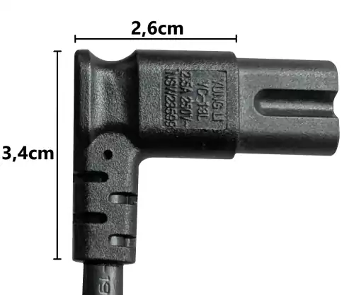 Maitinimo kabelis Australija, I tipo, į C7 90°, 0,75 mm², SAA, juodas, 1,80 m ilgio