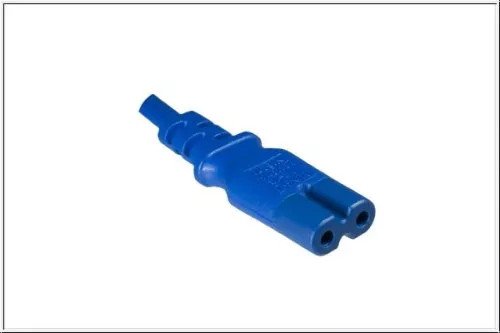 Netzkabel Eurostecker Typ C auf C7, 0,75mm², VDE, blau, Länge 1,80m