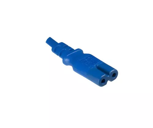 Power cord Euro plug type C to C7, 0,75mm², VDE, blue, length 1,80m
