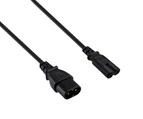Cable de alimentación de prolongación C8 a C7, 0,75 mm², VDE, negro, longitud 2,00 m