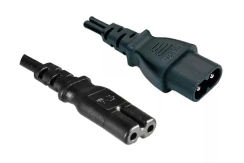 Netzkabel C8 auf C7 Verlängerung, 0,75mm², VDE, schwarz, Länge 2,00m