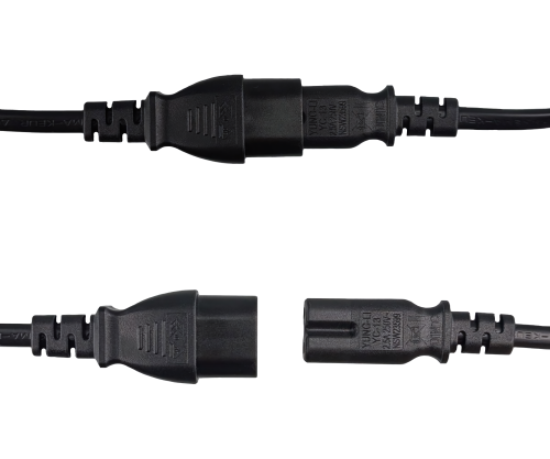 Cable de alimentación de prolongación C8 a C7, 0,75 mm², VDE, negro, longitud 2,00 m