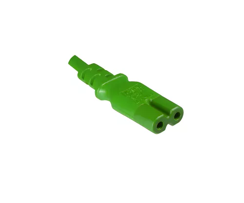 Strömkabel Euro-kontakt typ C till C7, 0,75 mm², VDE, grön, längd 1,80 m