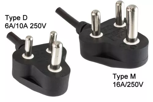 Síťový kabel Indie typ D na C7 90°, 0,75 mm², 2,5 A, schválení: BIS, černý, délka 1,80 m