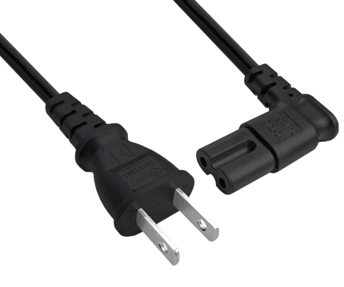 Omrežni kabel Japonska tip A do C7 90° (levo, desno), VCTFK, homologacija: PSE, JET, črn, dolžina 1,80 m