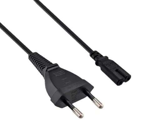 Napájecí kabel Euro zástrčka typ C na C7, 0,75 mm², Euro zástrčka/IEC 60320-C7, VDE, černý, délka 1,80 m, krabice DINIC