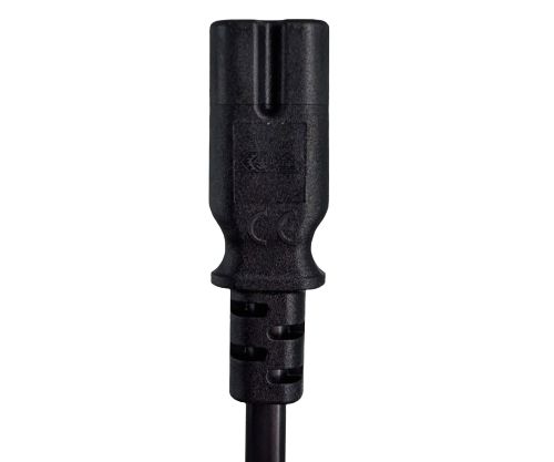 Netzkabel Eurostecker Typ C auf C7, 0,75mm², Eurostecker/IEC 60320-C7, VDE, schwarz, DINIC Box mit Euroloch, Länge 0.50m