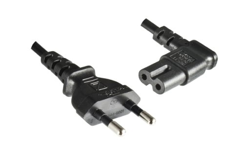 Power cable KOREA 2pin to C7 90°, 0.75mm², approval: KC mark (KTL), black, length 1.80m