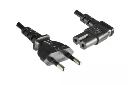 Power cable KOREA 2pin to C7 90°, 0.75mm², approval: KC mark (KTL), black, length 1.80m