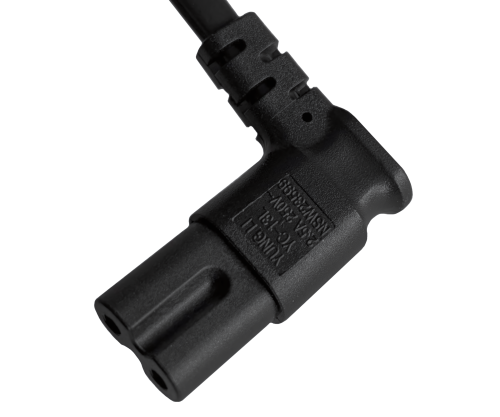 Napajalni kabel KOREA 2pin do C7 90°, 0,75 mm², homologacija: oznaka KC (KTL), črn, dolžina 1,80 m