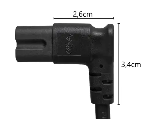 Power cable KOREA 2pin to C7 90°, 0.75mm², approval: KC mark (KTL), black, length 1.80m