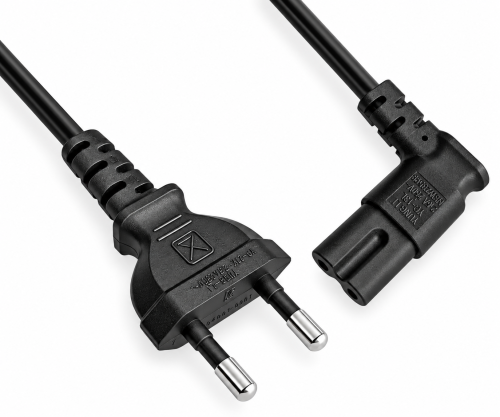 Power cable KOREA 2pin to C7 90°, 0.75mm², approval: KC mark (KTL), black, length 1.80m