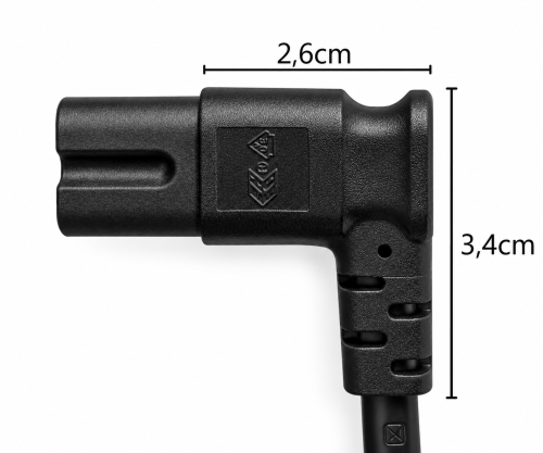 Power cable KOREA 2pin to C7 90°, 0.75mm², approval: KC mark (KTL), black, length 1.80m