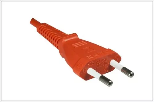 Netzkabel Eurostecker Typ C auf C7, 0,75mm², VDE, orange, Länge 1,80m