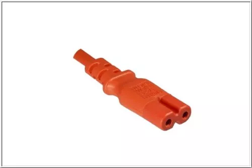Power cord Euro plug type C to C7, 0,75mm², VDE, orange, length 1,80m