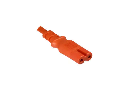 Netzkabel Eurostecker Typ C auf C7, 0,75mm², VDE, orange, Länge 1,80m