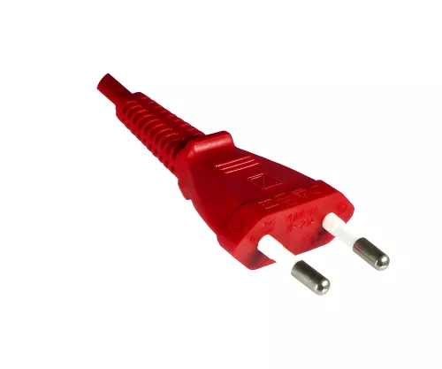 Kabel zasilający z wtyczką Euro typu C do C7, 0,75 mm², VDE, czerwony, długość 1,80 m