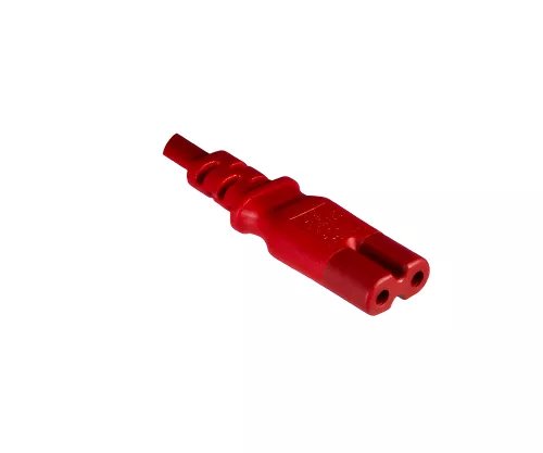 Power cable Euro plug type C to C7, 0.75mm², VDE, red, length 1.80m