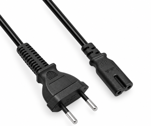 Kabel sieciowy typu C Switzerland do C7, 0,75 mm², 2-stykowy CH, IEC 60884-1, SEV, czarny, długość 1,80 m