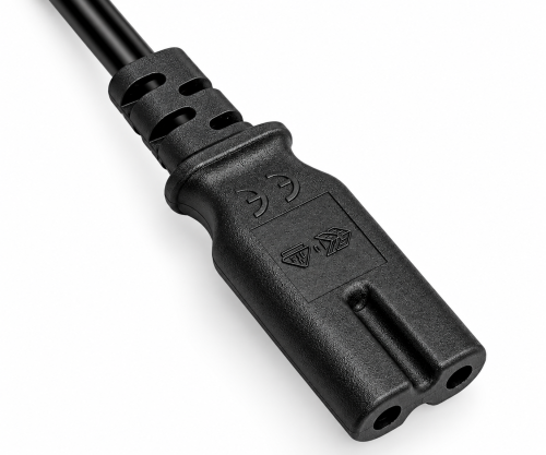 Kabel sieciowy typu C Switzerland do C7, 0,75 mm², 2-stykowy CH, IEC 60884-1, SEV, czarny, długość 1,80 m