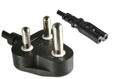 Kabel zasilający dla RPA typu M do C7, 0,75 mm², 2,5 A, homologacja: SABS, czarny, długość 1,80 m