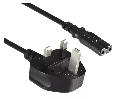 Cavo di rete Inghilterra UK tipo G 3A a C7, 0,75 mm², omologazione: ASTA, HK, marchio di sicurezza, nero, 1,80 m