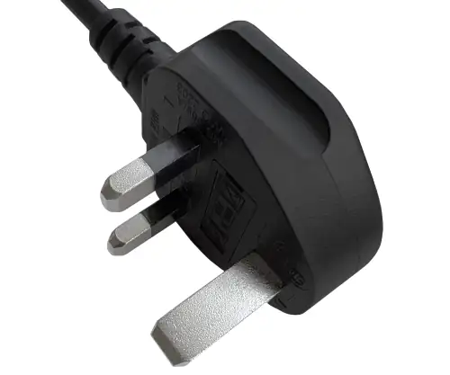 Mains cable England UK type G 3A to C7 angled (bottom), 0.75mm², approval: ASTA, black, length 1.80m