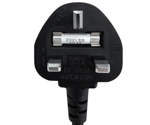 Mains cable England UK type G 3A to C7 angled (bottom), 0.75mm², approval: ASTA, black, length 1.80m