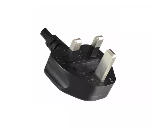 Mains cable England UK type G 3A to C7 angled (left, right), 0.75mm², approval: ASTA, black, length 1.80m