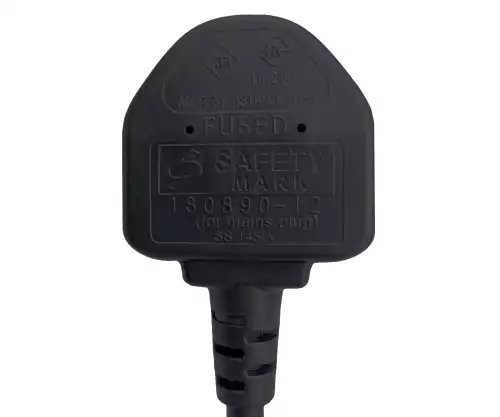 Netkabel Engeland UK type G 3A naar C7 haaks (links, rechts), 0,75mm², goedkeuring: ASTA, zwart, lengte 1,80m
